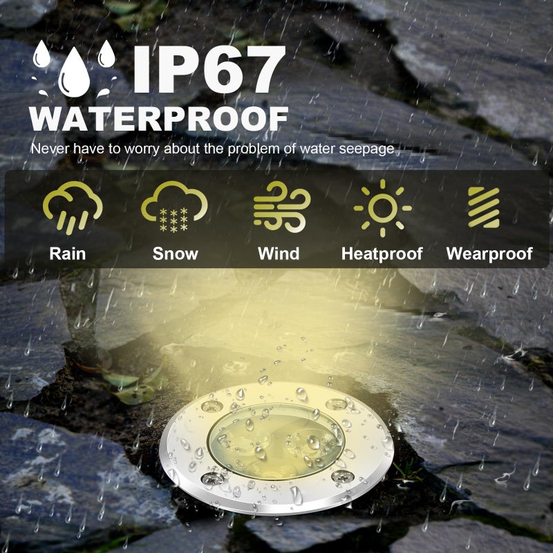 ALEDECO 4 Pack 3w 12v Low Voltage In-ground Lights LED Landscape Light Waterproof IP67 Pathway Lights Outdoor spotlights Trees Flags for Garden,Yard,Tree (Warm White) - Image 5
